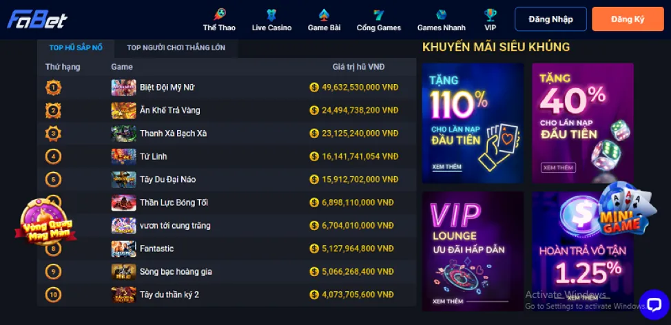 Đa dạng trò chơi tại xwin app